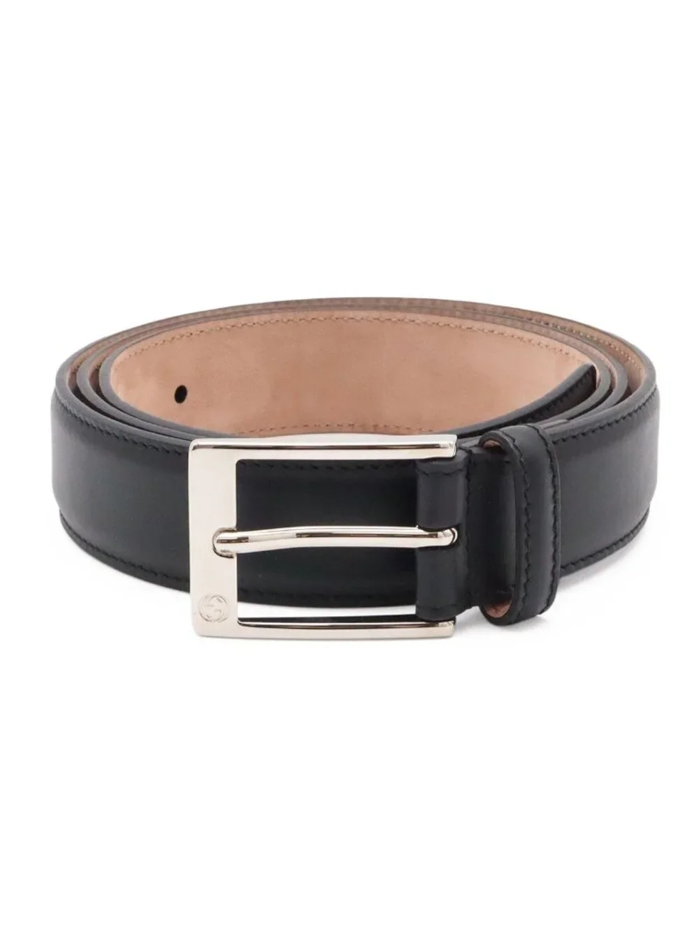 Gucci Belt Reversible Square Buckle Leather Black Silver